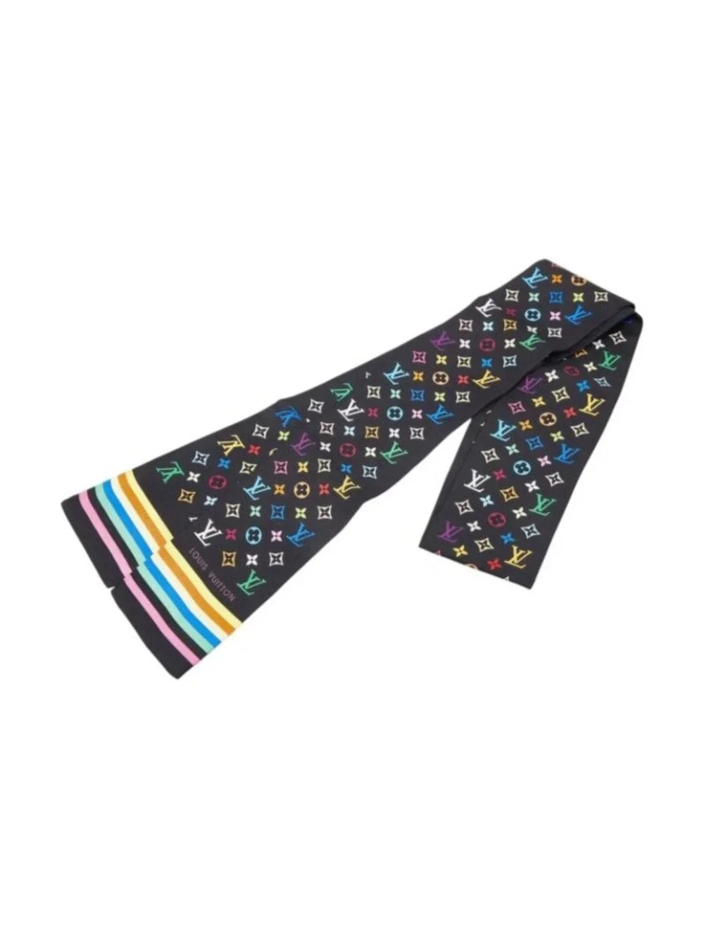 Louis Vuitton Monogram Bandeau Scarf Narrow Multicolor Black